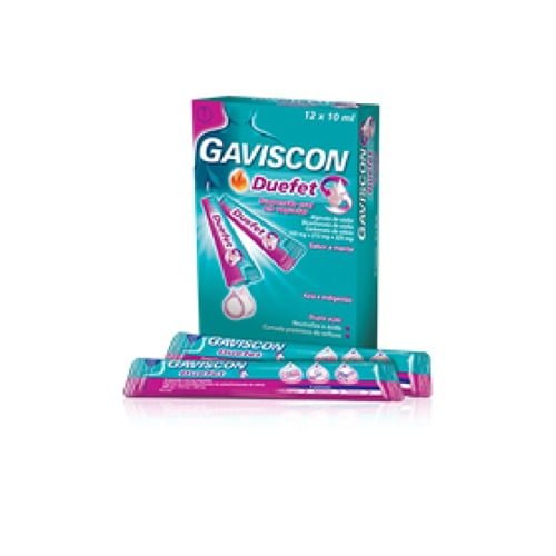 Gaviscon Duefet, 500/213/325 mg x 12 saquetas