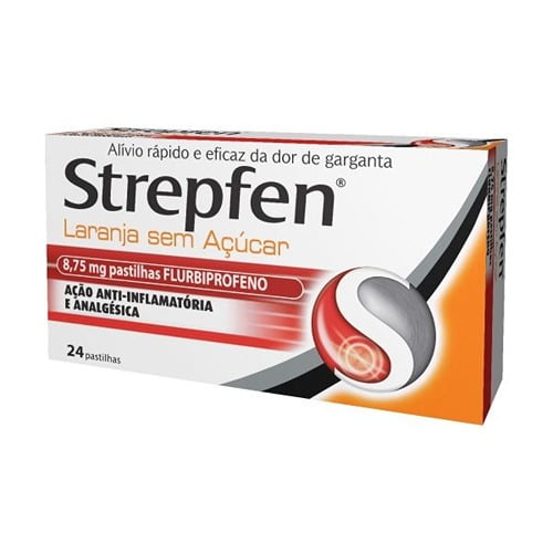 Strepfen Laranja sem açúcar, 8,75 mg 24 pastilhas